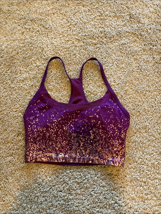 Marika Other - Purple cropped sports bra top with coppery print